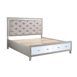 Sliverfluff Queen Bed W/Led & Storage
