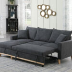 84.25" Dark Gray Woven Reversible Sleeper Sectional Sofa with Storage Chaise