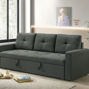 Burleigh 83.5"W Dark Gray Fabric Sleeper Sofa with Tufted Cushions