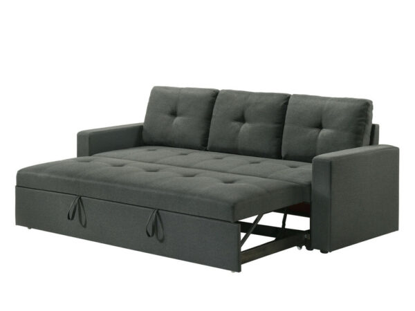 Burleigh 83.5"W Dark Gray Fabric Sleeper Sofa with Tufted Cushions - Image 2